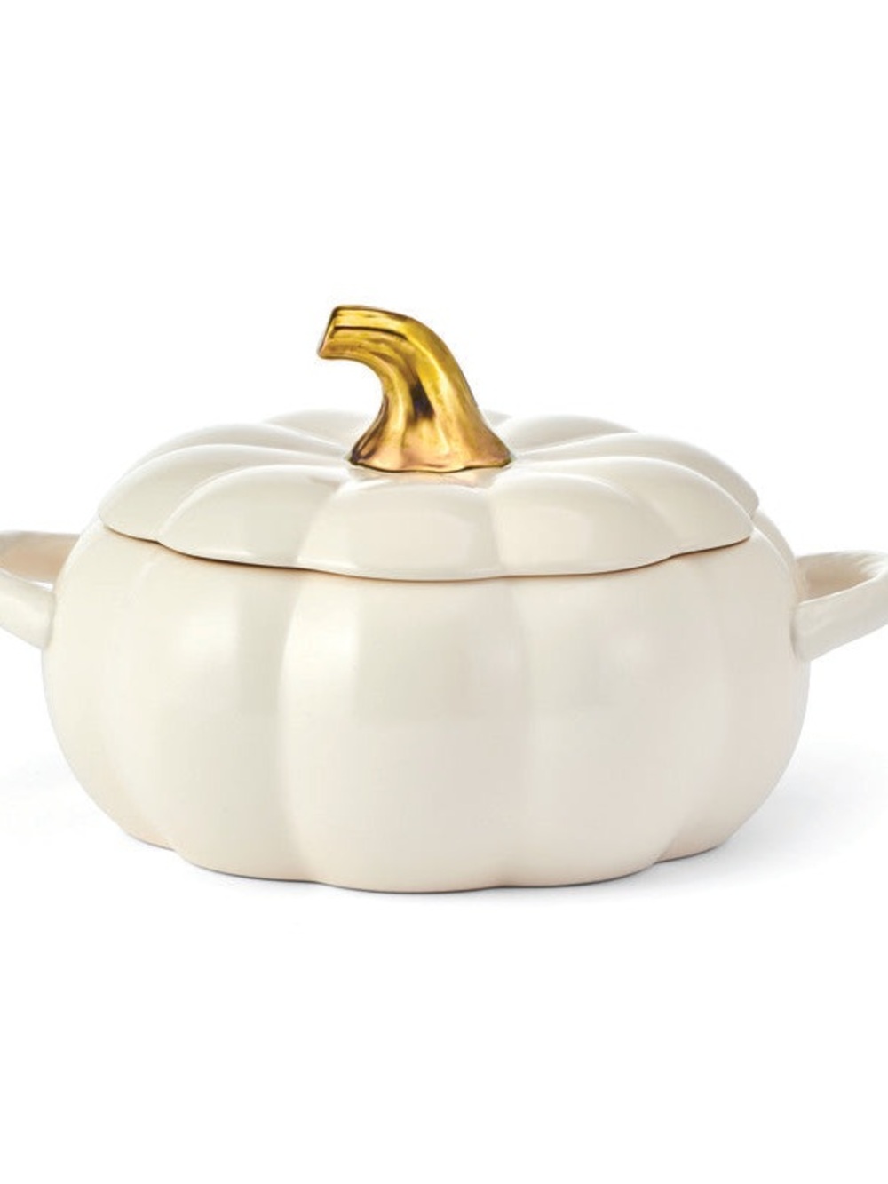 Pfaltzgraff Pumpkin Casserole Dish, White, Gold, Thanksgiving, Fall, Halloween